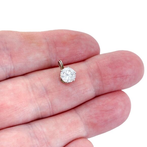 Vintage Sterling Silver 925 Solitaire Cubic Zirconia Pendant - Picture 1 of 7